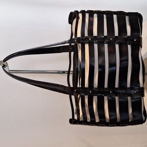 Monsac Original Black Leather Basket Shoulder Bag